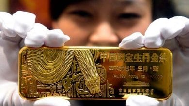 احتياطيات الذهب المؤكدة في الصين تبلغ حوالي 14131 طن في 2019